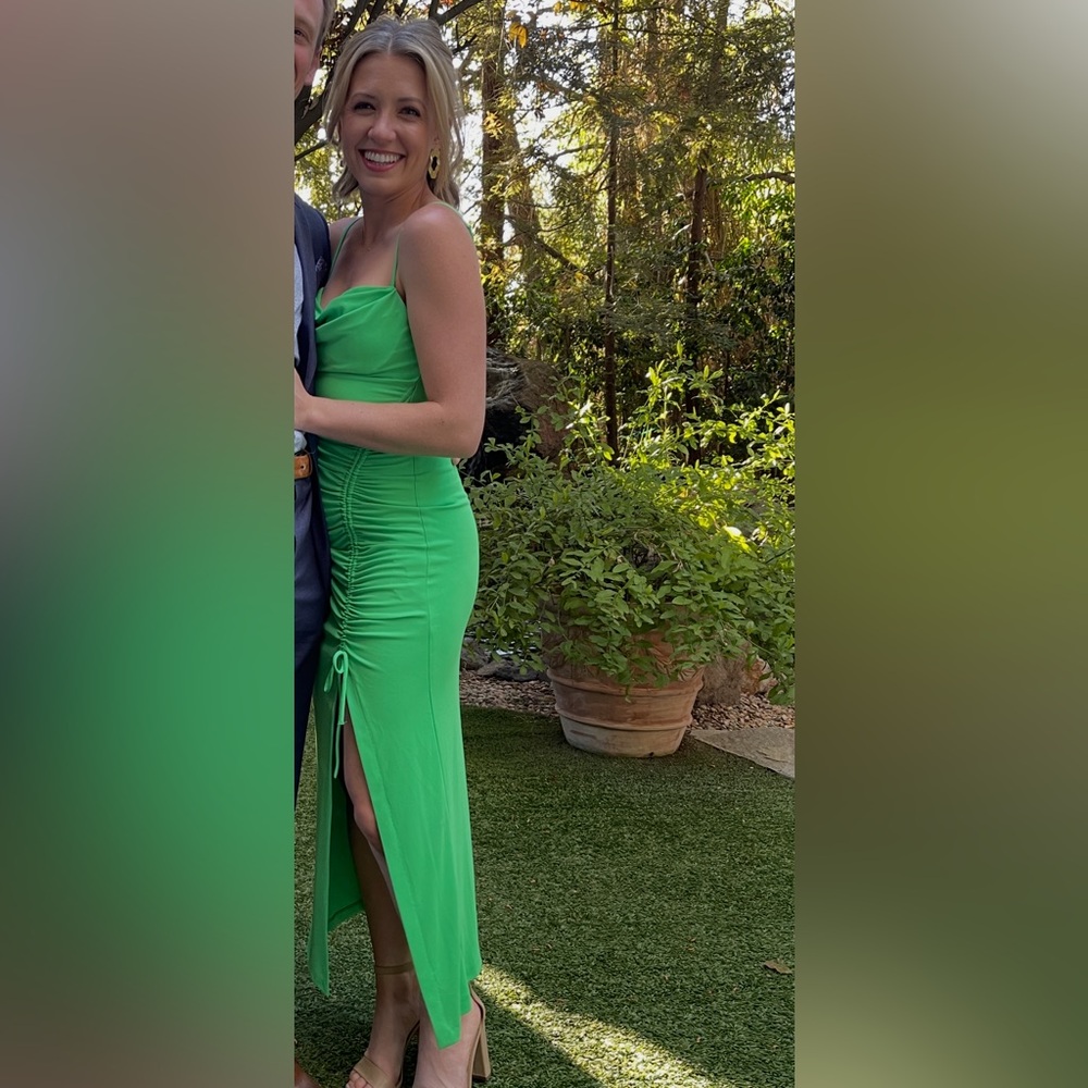 Zara Strapless Green Dress with Ruched Detail